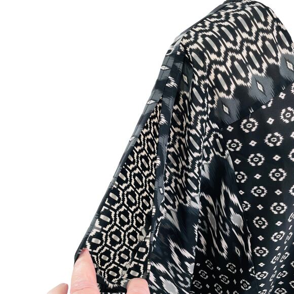 CARMEN MARC VALVO Resort Wear Black Top Tribal Aztec Oversize Swim Coverup XS/S - Picture 6 of 10